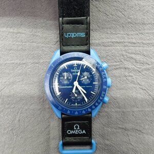 🔥HOT🔥 NWT Swatch X Omega Bioceramic Moonswatch Mission To Neptune Watch